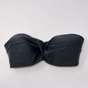 H2oh! Black Strapless Bandeau Twist Bathing Suit Bikini Swim Top Size Medium